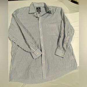 Stafford Navy and White Striped Shirt